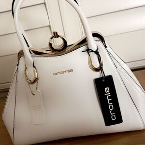 cromia Italian leather purse white